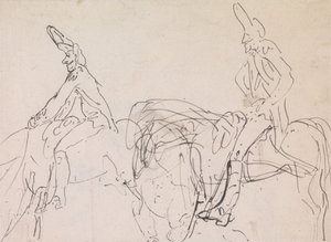 フランスの騎兵の2つの研究。 作： Thomas Rowlandson